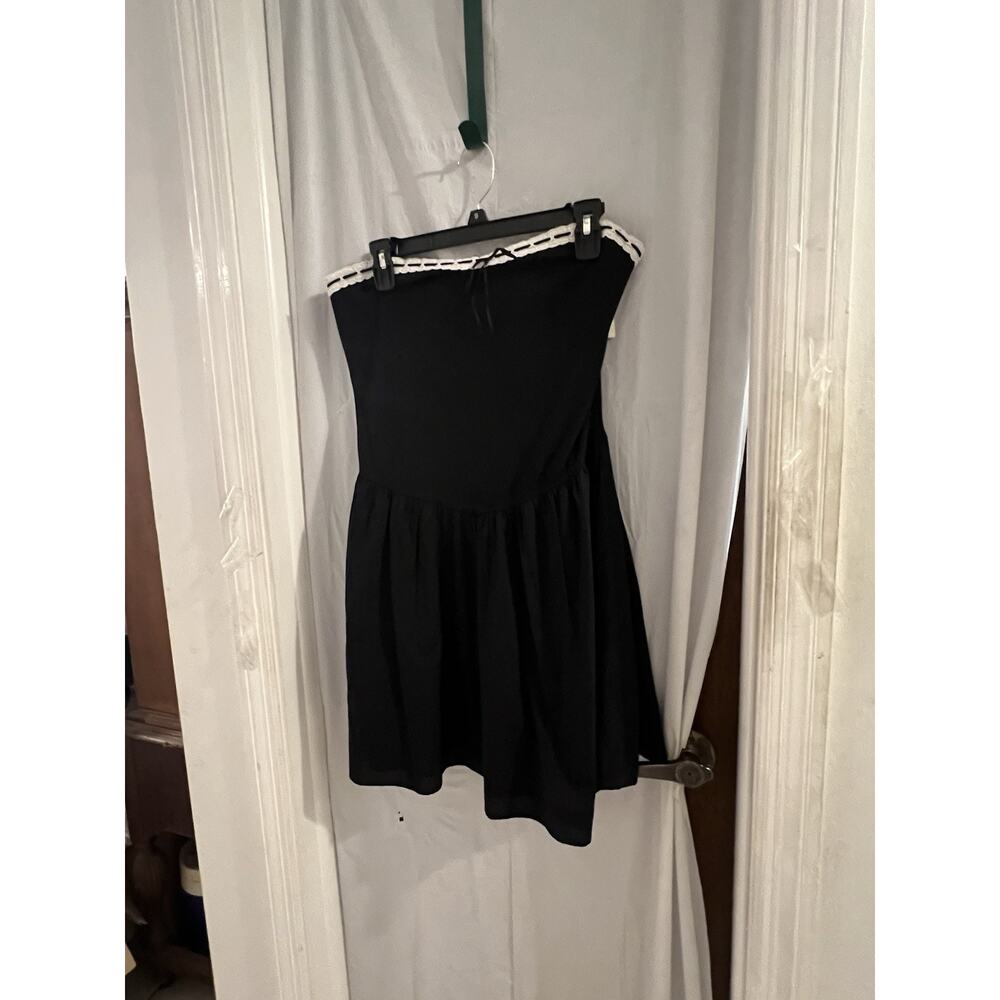 Aerie Black At The Barre Mini Dress Sz L Strapless Lace Trim - Picture 2 of 8